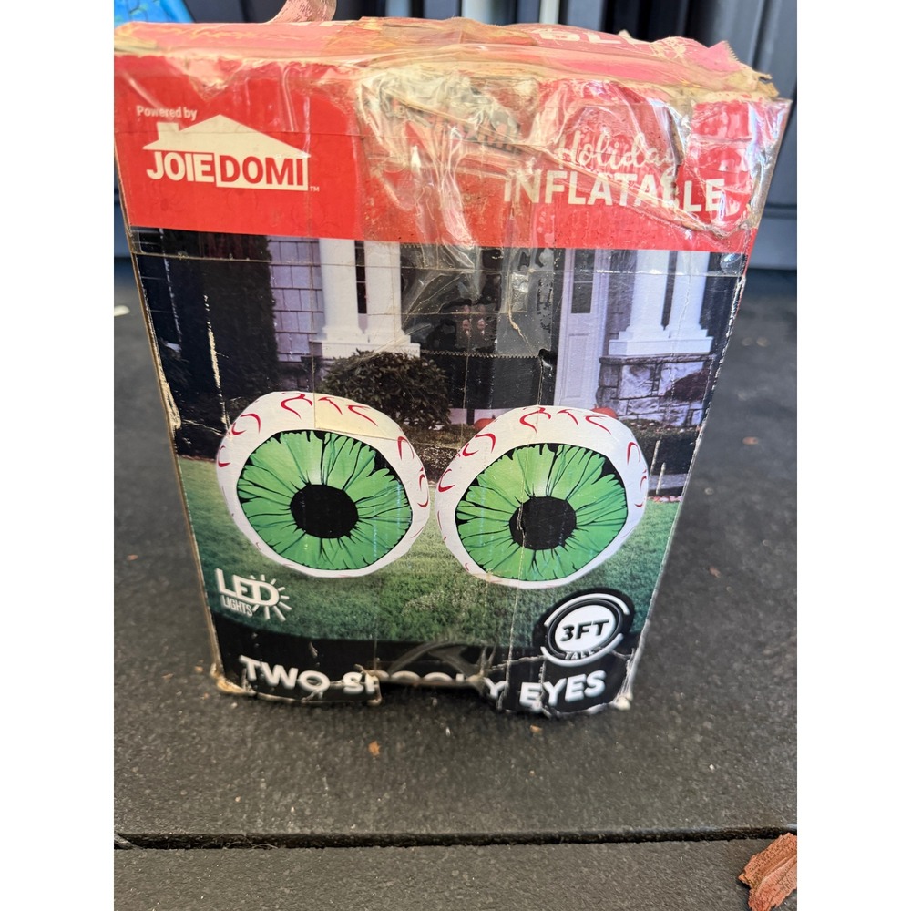JoieDomi 3ft Halloween Inflatable Two Spooky Eyes LED Lighted Outdoo 30030